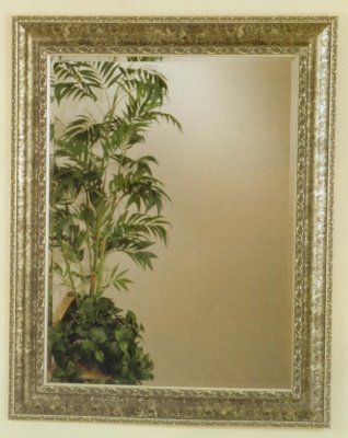 Kitchen: Bevelled mirror with antique silver finish frame