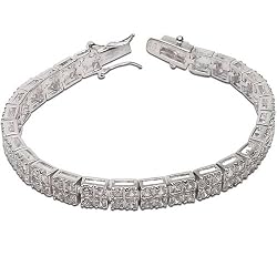 Zirconia Bracelet Sterling Silver Jewellry 7.25 inches (brclt257)