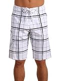 Quiksilver Mens Lights On Plaid Boardshorts White Plaid 4 Way Stretch