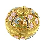 14K Yellow Gold Filigree Dome Jeweled Box