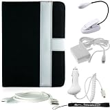Amazon Kindle Melrose Canvas Cover (Fits 6" Display, 2nd Generation Kindle Only) + Indlues a 4-Inch Determination Hand Strap + Includes a 3 in 1 Combo Travel kit of a Home and Car Charger with a USB Data Sync Cable for your PC + also includes a "Read in the Dark LED Light" with a Flexible GooseNeck