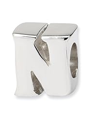 Sterling Silver Letter N Charm Bead Fits Pandora Chamilia Biagi Bracelet