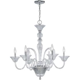 lite source 6-lite ceiling lamp chrome clear glass e12 type b 60wx6 el-10020clr by Lite Source