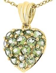 Tommaso Design (tm) Puffed Heart with Round Genuine Peridot Pendant