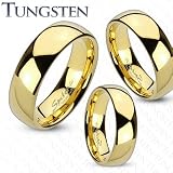 Tungsten Carbide Gold IP Classic Comfort Fit Band Ring - 4-6-8mm Width - Sizes: 5-14