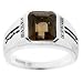 Sterling Silver Octagon Smokey Quartz and Diamond Men