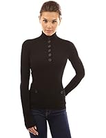 PattyBoutik Women's V Neck Button Ribbed Sweater