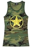 WOMENS CAMO TANK TOP W/GOLD FOIL STAR