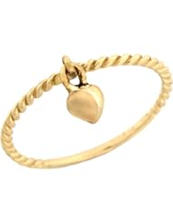 10k Yellow Gold Beautiful Twist Band Heart Charm Ring