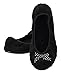 MIXIN Women's Foldable Coral Fleece Ballerina Ballet Slip-on Flats Slippers Black US7