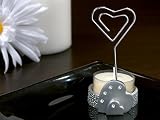 Place Card Holder Candle Holder w T-Light Heart Silver Color (Set of 12) - Baby Shower Gifts & We