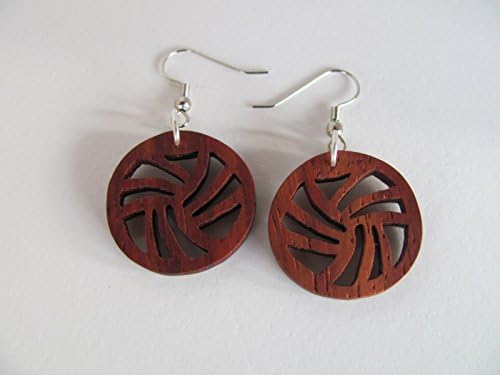Hand-crafted natural wood drop earrings. Unique and one-of-a-kind. Original design. Spinning
