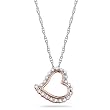 10k Rose, Yellow, or White Gold Floating Diamond Heart Pendant w/ White Gold Chain (1/8 cttw, I-J Color, I2-I3 Clarity), 18"