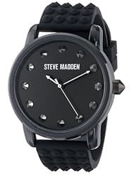 Steve Madden Womens SMW00001-04 Black Cone Stud Strap Watch