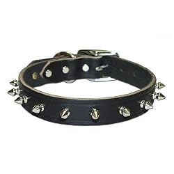 3/4 in. Regular Spiked Latigo Leather Dog Collar model 102LK (Black, 18 in.)