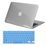 Premium Skque Clear Hard Plastic Crystal Case + Blue Silicone Keyboard Skin Cover for Apple MacBook Air 13.3