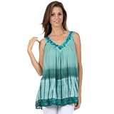 Sakkas Ombre Tie Dye Gauzy Crepe Sleeveless Relaxed Fit Top / Blouse