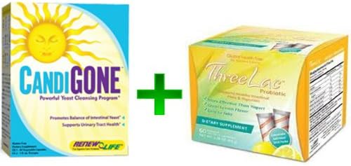 ThreeLac Candida Probiotic Dietary Supplement and CandiGONE Powerful Yeast Cleansing Program - $10 OFF Special