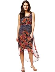 Indigo Collection Elliptical Hem Blossom Print Dress with Camisole