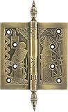 4 1/2 Solid Brass Geisha Pattern Hinge With Decorative Finials