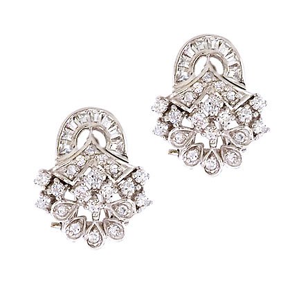 Sterling Silver Earring Bridal Jewelry cubic-zirconia. Diamond in (925. Sterling Silver)