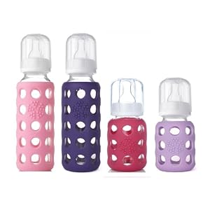 Lifefactory Bpa-free Glass Baby Bottle-4 Pack (9 oz. & 4oz. in Girl Colors)