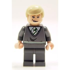 LEGO Harry Potter Mini Figure Draco Malfoy, Dark Bluish Grey Sweater, Open Mouth Smirk