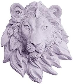 Wall Charmers Lion Mini in Lavender - Faux Head Bust Mounted Fauxidermy Decorative Purple Fake Resin Animal Replica Mount Taxidermy Decor