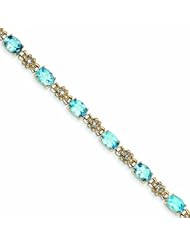 11.7 Carat 14K Gold Blue Topaz/Diamond Bracelet