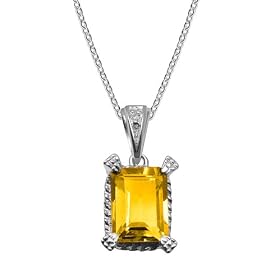 Buy 10k White Gold Citrine Pendant, 18 by Amazon.com Collection