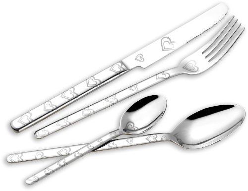 Esmeyer 250-119 Besteck Bettina 18/10, mit gelasertem Design "Doppeltes Herz", 20-teilig poliert