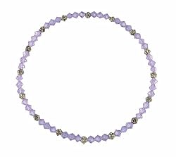 Anklet - A93 - Stretch - 4mm Swarovski (TM) Crystal and Heishi Beads - 8-1/2" for Smaller Ankles ~ Violet