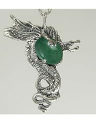 The Warrior Dragon in Sterling Silver Accented with Genuine Jade