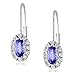 10k White Gold Tanzanite and Diamond Leverback title=