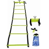 Cintz 30 ft adjustable soccer Speed and Agility ladder with flat rungs and ladder organizer in a bag, (Ladder splits into two ladders of 15 ft each)