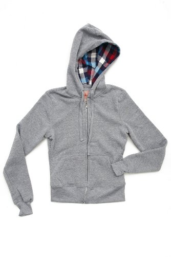 Judy Blue Grey Multicolor Buffalo Check Girls Zip Hoodie