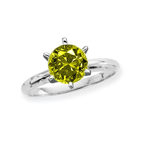 0.75 ct. Yellow   I1 Round Brilliant Cut Diamond Solitaire Ring