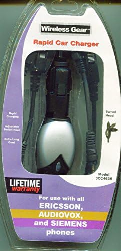 Wireless Gear Rapid Car Charger for Use with All Ericsson, Audiovox and Siemens Phones