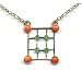 Sterling Silver Coral and Chrysoprase Grid Necklace by Suz Andreasen, MADE IN AMERICA