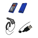 Motorola Droid X MB810 – Premium Blue Soft Silicone Gel Skin Cover Case + Rapid Car Charger + USB Data Sync Charge Cable for Motorola Droid X MB810
