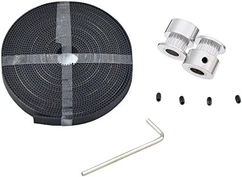 Atwobic 5M 2GT-6mm Rubber Opening Belt + 2Pcs 2GT-20 Teeth Bore 5mm Timing Pulley Wheel For 3D Printer