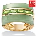 Jade/Peridot 18k Gold over Sterling Silver Fashion Ring, Sizes 7-12
