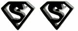 Black Superman Stud Earrings, Hypoallergenic Stainless Steel