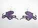 Purple Octopus Wooden Earrings title=