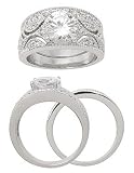 Filligree CZ Wedding Set With 8mm CZ