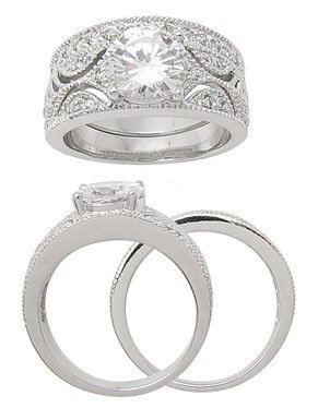 Filligree CZ Wedding Set With 8mm CZ