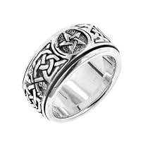 Sterling Silver Celtic Knot Pentacle Spin Ring(Sizes 4,5,6,7,8,9,10,11,12,13,14,15)