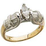 1/2 Ct.T.W. Sparkling Baguette cut Diamonds, 14Kt. Two Tone Gold. Diamond Engagement Ring, Semi-Mount Setting (without Center Stone)