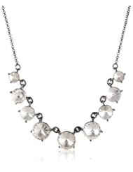 Kensie "Ice Ice Baby" Hematite-Plated Stone Frontal Necklace, 18"