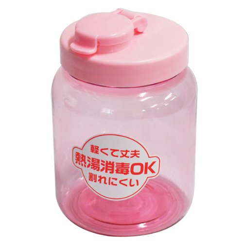 耐熱 液体密封保存びん 丸 1.0L ピンク